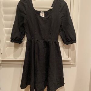 Son de Flor Classic Black Linen Mini Dress